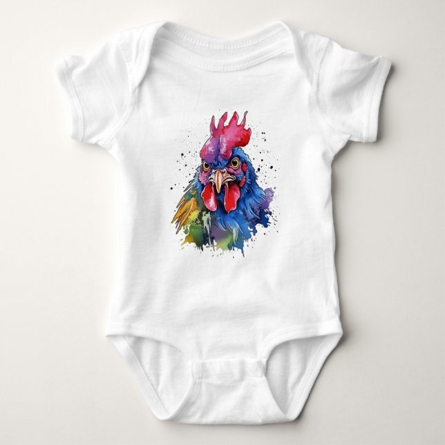 Land Tupp Chicken Watercolor Stil T Shirt (Framsida)
