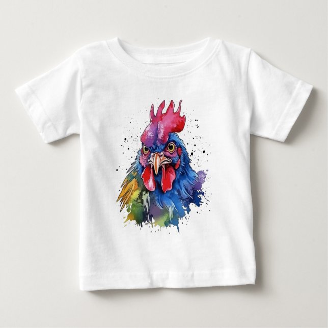 Land Tupp Chicken Watercolor Stil T Shirt (Framsida)