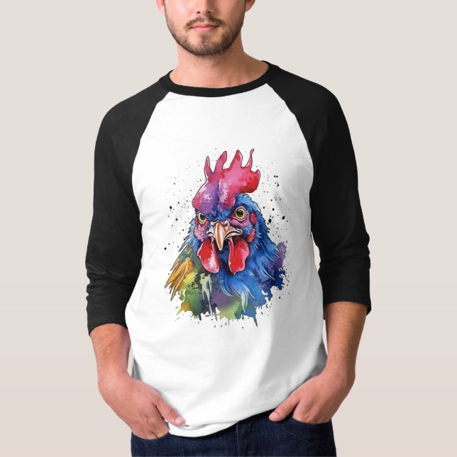 Land Tupp Chicken Watercolor Stil T Shirt (Framsida)