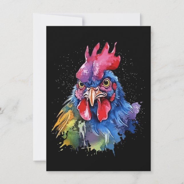 Land Tupp Chicken Watercolor Stil Tack Kort (Framsida)