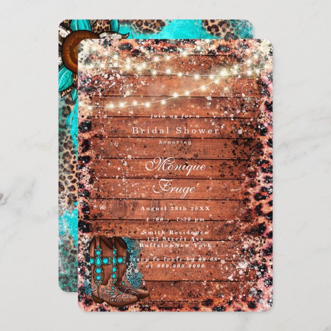 Land Turcos CowboyBoots Möhippa Inbjudningar (Fram/baksida)