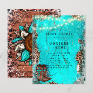 Land Turcouise Cowboy Boots Brunch & Bubly Inbjudningar