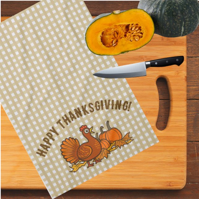 Land Turkiet Pumpa Glad Thanksgiving! Kökshandduk (Keep the kitchen tidy with this towel. You can personalize the text. Manes a nice hostess gift!)