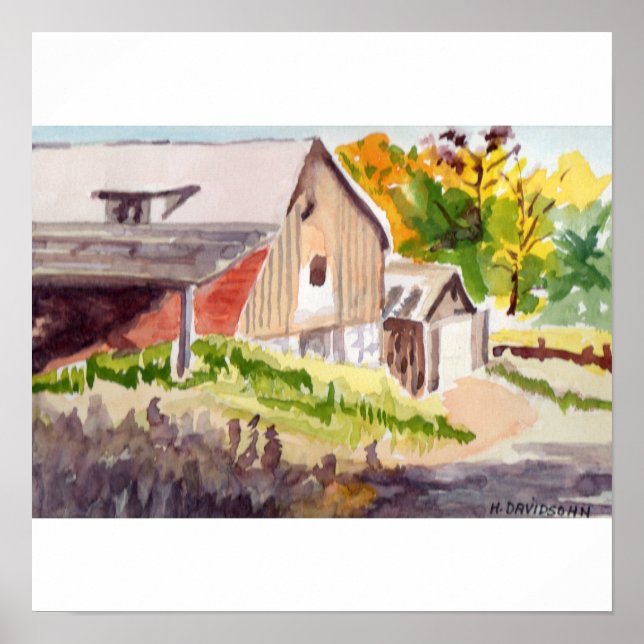 LAND VÄGVATTENFÄRGEN PÅ CANVAS POSTER (Framsidan)