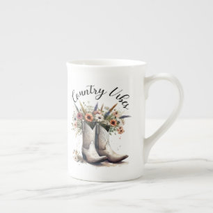 Land Vibes Westerna Boots and Flowers Watercolor Benporslin Mugg