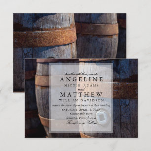 Land Vineyard och Rustic Vin Barrel Bröllop Inbjudningar