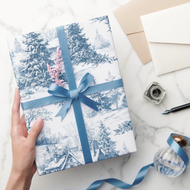 Land Vintage jul Toile de Jouy Blue Presentpapper (Gifting)