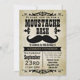 Land Vintage Mustache Bash Födelsedagsfest Inbjudningar