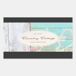 Land Vintage, Turquise Rustic Wood Rektangulärt Klistermärke