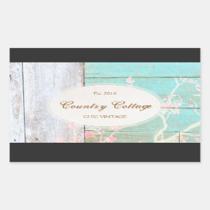 Land Vintage, Turquise Rustic Wood Rektangulärt Klistermärke