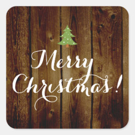 Land Vintage Wood God jul Fyrkantigt Klistermärke