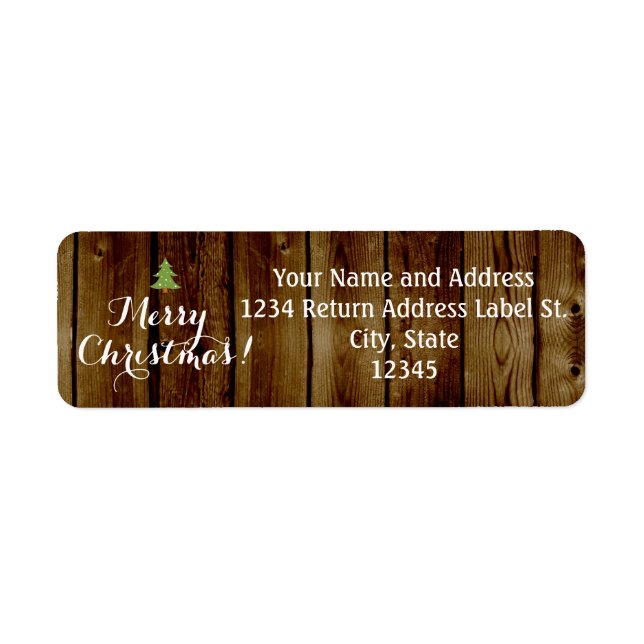 Land Vintage Wood God jul Returadress Etikett (Framsidan)
