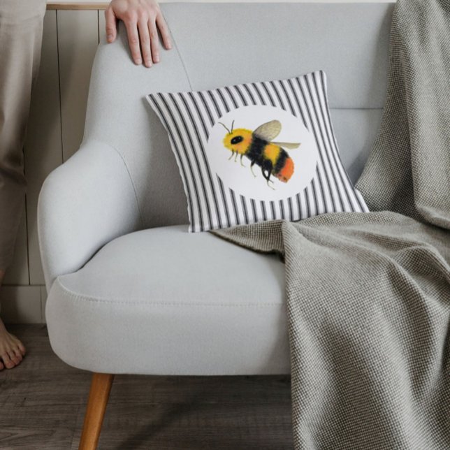 Land Watercolor Bee Pillow Kudde (Skapare uppladdad)