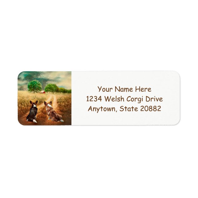 Land Welsh Corgis Returadress Etikett (Framsidan)