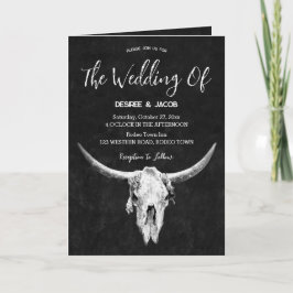 Land Western Black and White Bull Skull Inbjudan