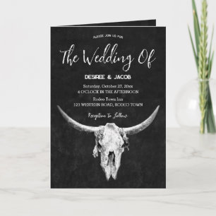 Land Western Black and White Bull Skull Inbjudan