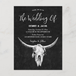 Land Western Black and White Bull Skull Inbjudan Vykort