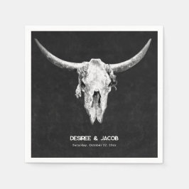 Land Western Black and White Bull Skull Pappersservett