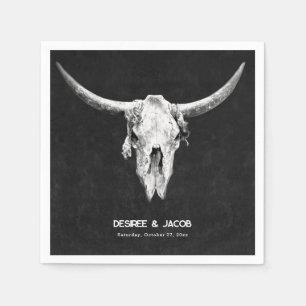 Land Western Black and White Bull Skull Pappersservett