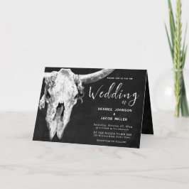 Land Western Black and White Rodeo Bull Skull Inbjudan