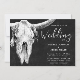 Land Western Black and White Rodeo Bull Skull Inbjudningar