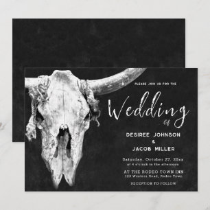 Land Western Black and White Rodeo Bull Skull Inbjudningar