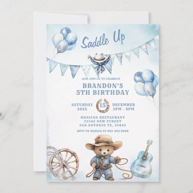 Land Western Boy Cowboy Birthday-inbjudan Inbjudningar (Framsida)