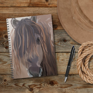Land Western Brown Horse med Funny Messy Hair Anteckningsbok