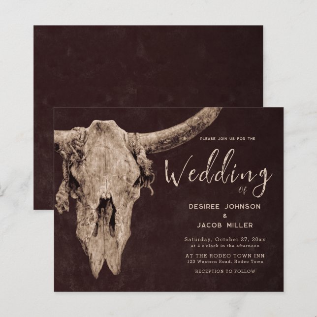 Land Western Brown Rodeo Bull Skull Budget (Fram/baksida)