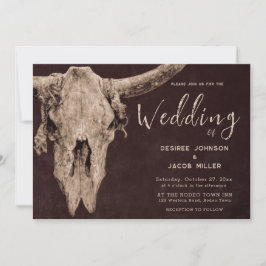 Land Western Brown Rodeo Bull Skull Inbjudningar