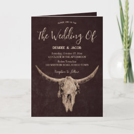 Land Western Brown Rustic Bull Skull Inbjudan