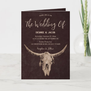 Land Western Brown Rustic Bull Skull Inbjudan
