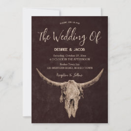 Land Western Brown Rustic Bull Skull Inbjudningar