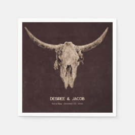 Land Western Brown Rustic Bull Skull Pappersservett