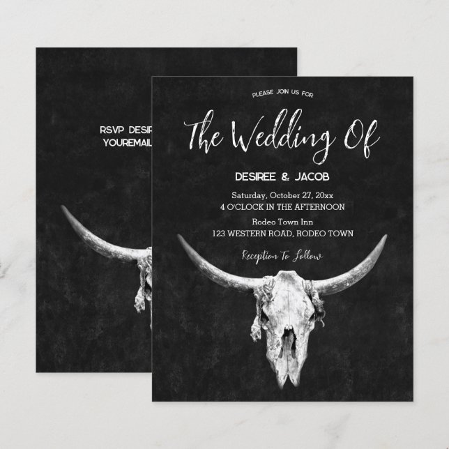 Land Western budget för Black and White Bull Skull (Fram/baksida)