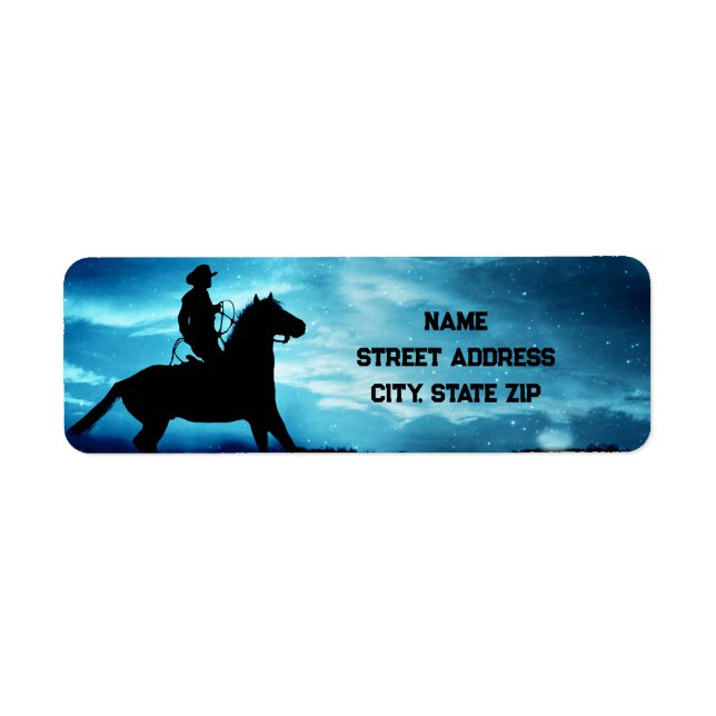 Land Western Cowboy and Horse Returadress Returadress Etikett (Framsidan)