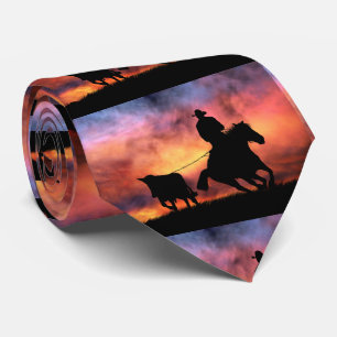 Land Western Cowboy and Horse with Steer Roping Slips