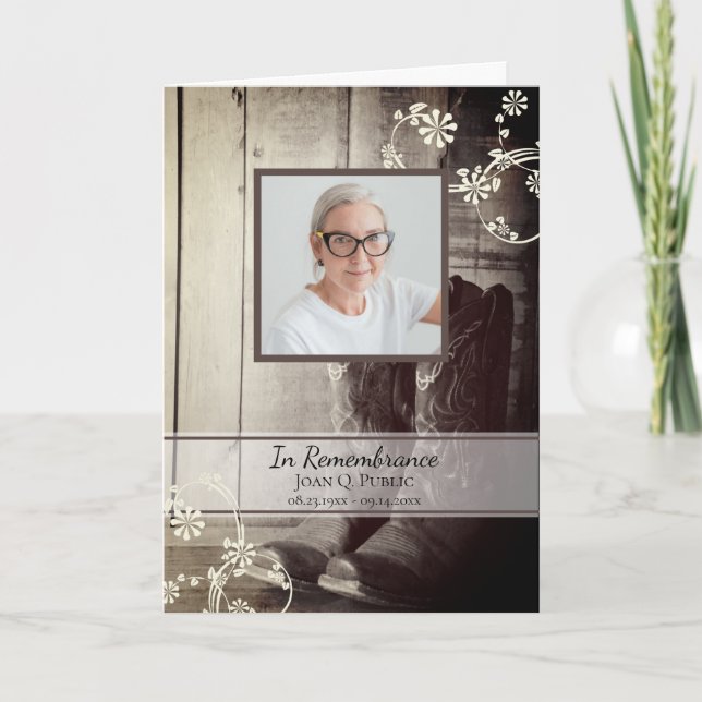 Land Western Cowboy Boots Funeral Service Program (Framsida)