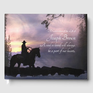 Land Western Cowboy Horse Funeral Gästböcker