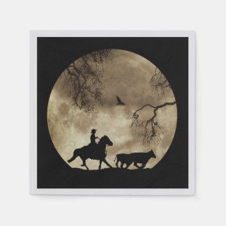 Land Western Cowboy och Horse i Moonlight Pappersservett