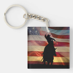 Land Western Cowboy Rodeo Keychain