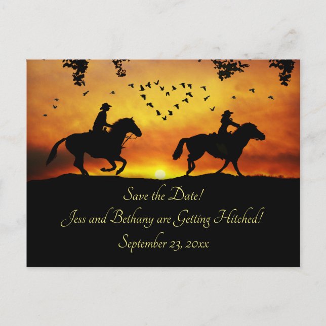 Land Western Cowboy Rustic Save Date Inbjudan Vykort (Framsida)
