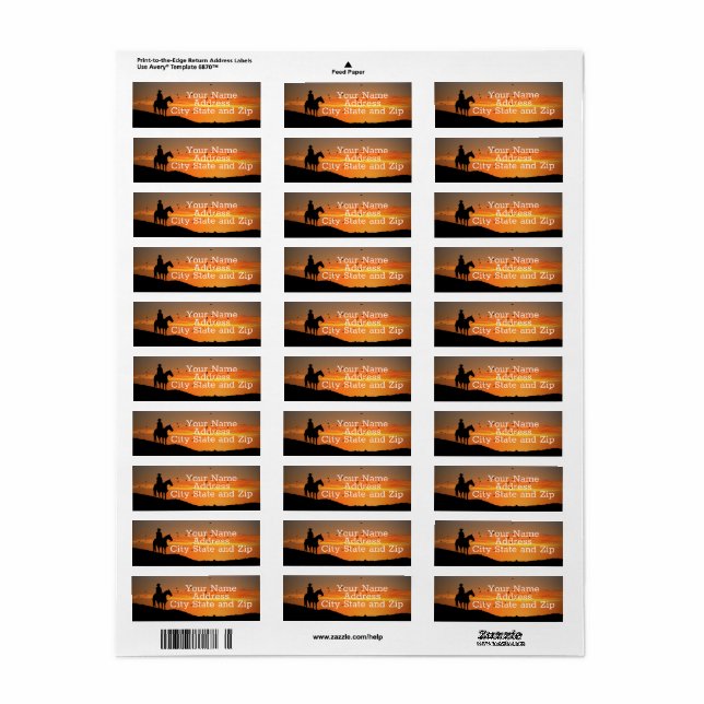 Land Western Cowboyetikett och hästetikett Returadress Etikett (Helt Ark)