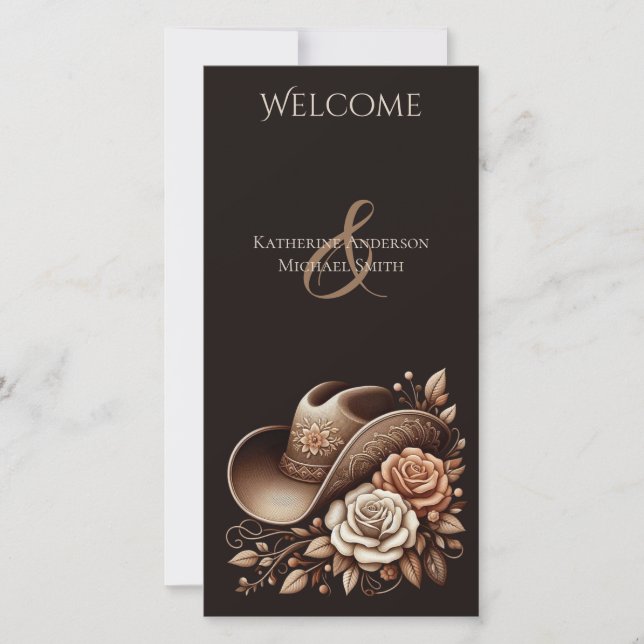 Land Western Cowgirl Hat med blommor (Framsida)