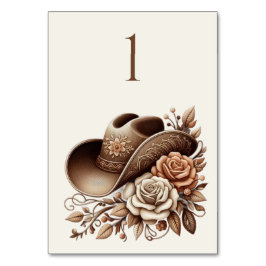 Land Western Cowgirl Hat med blommor Bordsnummer