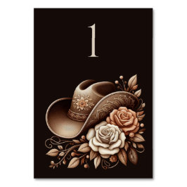 Land Western Cowgirl Hat med blommor Bordsnummer