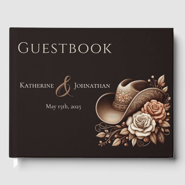 Land Western Cowgirl Hat med blommor Gästböcker (Framsida)