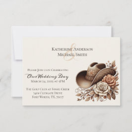 Land Western Cowgirl Hat med blommor Inbjudningar