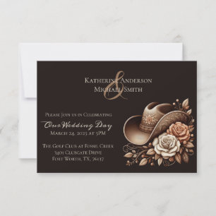 Land Western Cowgirl Hat med blommor Inbjudningar