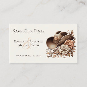 Land Western Cowgirl Hat med blommor Visitkort